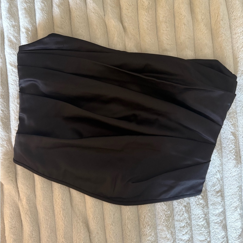 Black silk Strapless corset Top